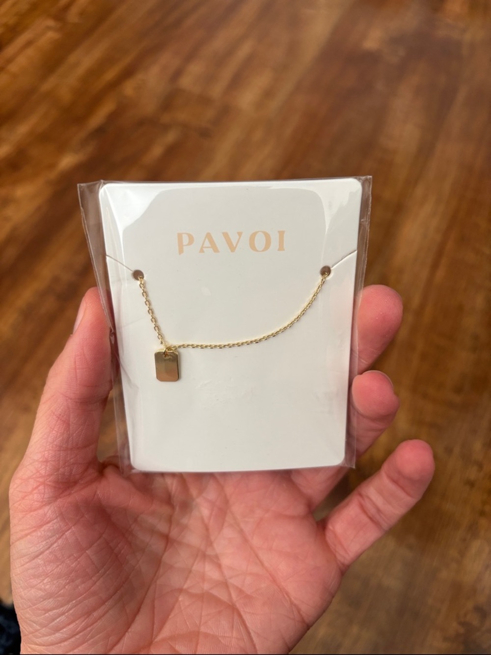 PAVOI Gold Mini Tag Necklace - Delicate Women's Pendant